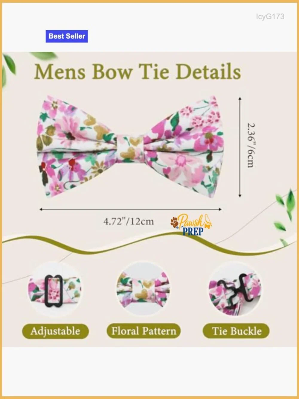 Pre-tied Cotton Bow Tie Floral Pattern Adjustable Neckband Formal Casual